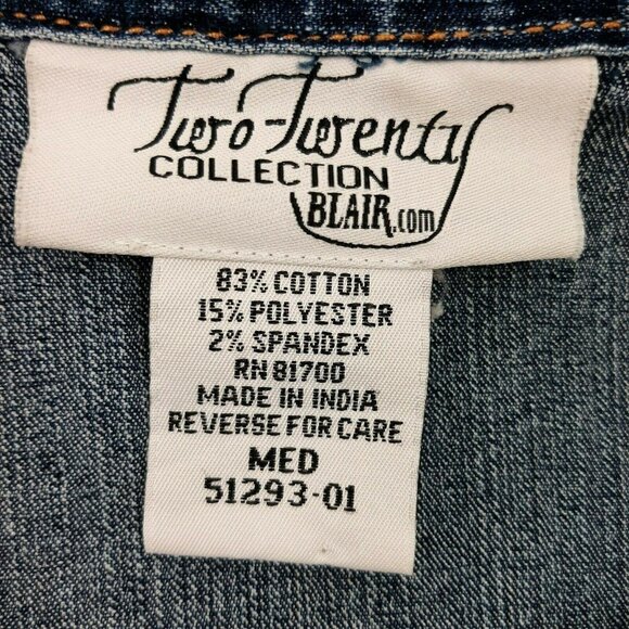 Vintage Blair Two Twenty Collection Long Blue Jean Jacket Embroidered Denim M - Picture 8 of 12